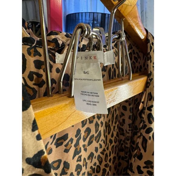 PINk K animal pring leopard cheetah pj pajama lounge Satin robe - Picture 3 of 7